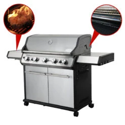 SANTOS S-518 Mit Seiten- & Heckbrenner, Edelstahl Inkl. Drehspieß, Rostheber & Silikonablage & Graviertes ZWILLING Pro Messer 19 SANTOS S-518 Mit Seiten- & Heckbrenner, Edelstahl Inkl. Drehspieß, Rostheber & Silikonablage & Graviertes ZWILLING Pro Messer -Broil King Verkäufe 0995ddb8e95aea32df12a148fb3f8cac