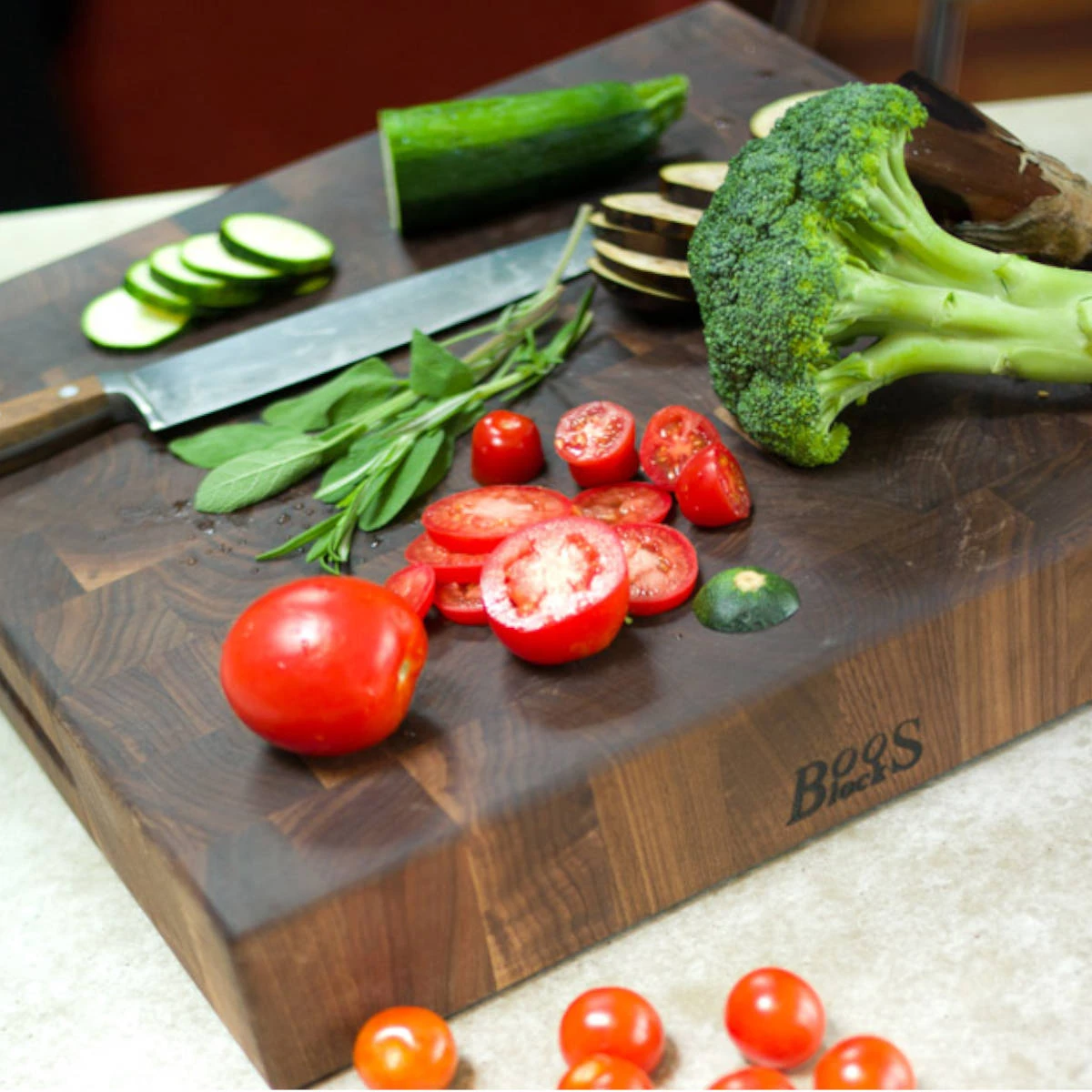 Boos Blocks Hackblock Stirnholz Classic, Walnuss 38x38x7,5 Cm 1 Boos Blocks Hackblock Stirnholz Classic, Walnuss 38x38x7,5 Cm