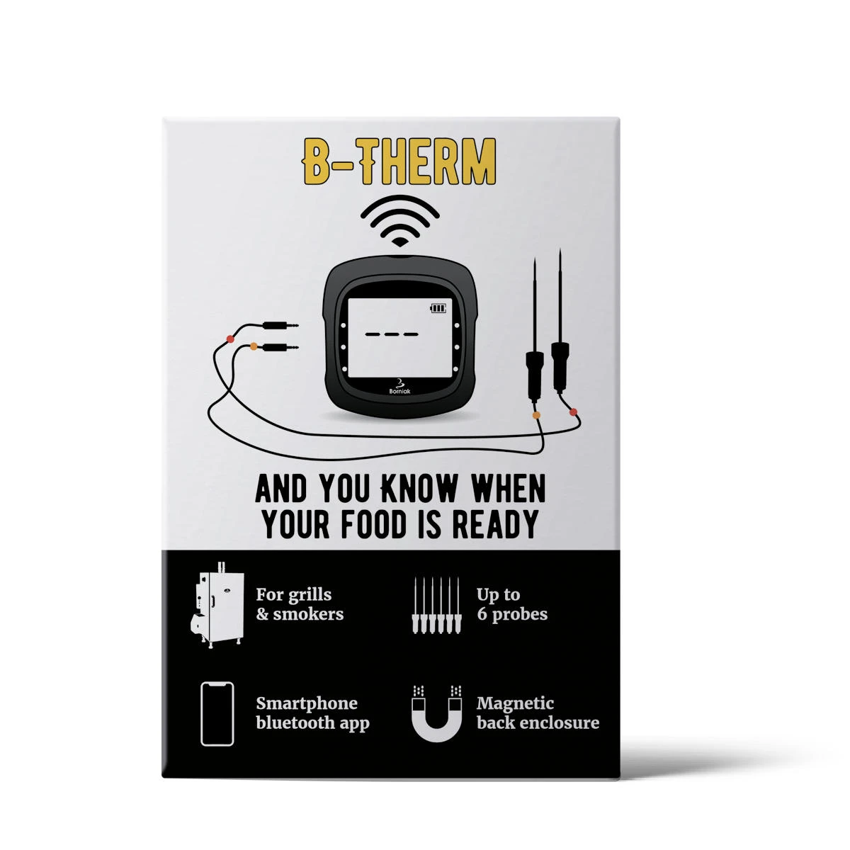 Borniak B-THERM Räucher Thermometer, Bluetooth, Inkl. 2 Fühler 1 Borniak B-THERM Räucher Thermometer, Bluetooth, Inkl. 2 Fühler