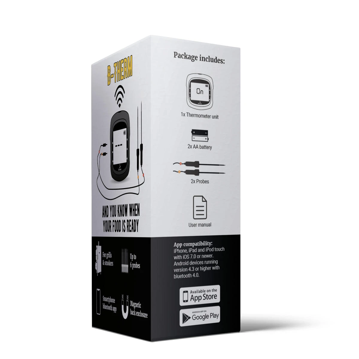 Borniak B-THERM Räucher Thermometer, Bluetooth, Inkl. 2 Fühler 3 Borniak B-THERM Räucher Thermometer, Bluetooth, Inkl. 2 Fühler – Bild 3