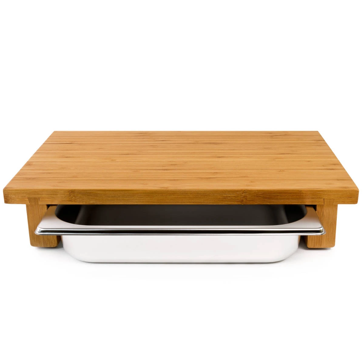Cleenbo Classic Schneidebrett Bambus Mit Edelstahlwanne 2 Cleenbo Classic Schneidebrett Bambus Mit Edelstahlwanne – Bild 2