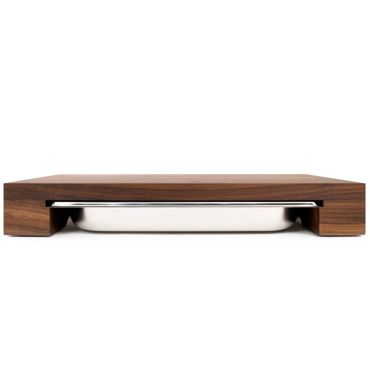 Cleenbo Schneidebrett Nussbaum Cube Mit Edelstahlwanne 2 Cleenbo Schneidebrett Nussbaum Cube Mit Edelstahlwanne – Bild 2