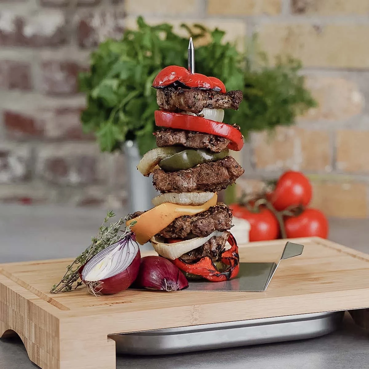 SANTOS Gyrosspieß Vertikal Edelstahl, 3-teilig 2 SANTOS Gyrosspieß Vertikal Edelstahl, 3-teilig – Bild 2